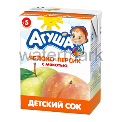 Сок с мякотью без сахара детский Агуша Яблоко-персик 200 мл