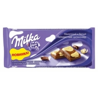 Молочный и белый пятнистый шоколад Milka, 100 г