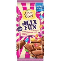 Alpen Gold Max Fun  Арахис, разноцветные драже, карамель 