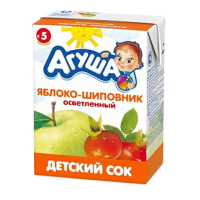 Сок осветленный без сахара детский Агуша Яблоко-шиповник 200 мл